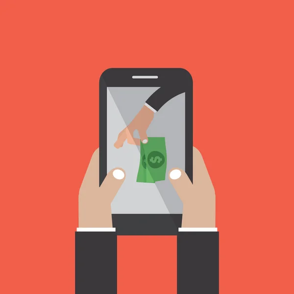 Mobiel bankieren Geld stelen Vector Illustratie — Stockvector