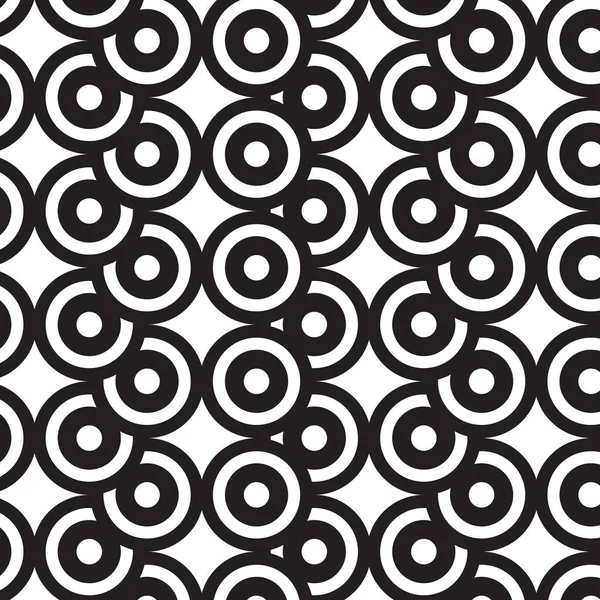 Illustration vectorielle de motif graphique noir et blanc de chevauchement de cercles Illusion — Image vectorielle