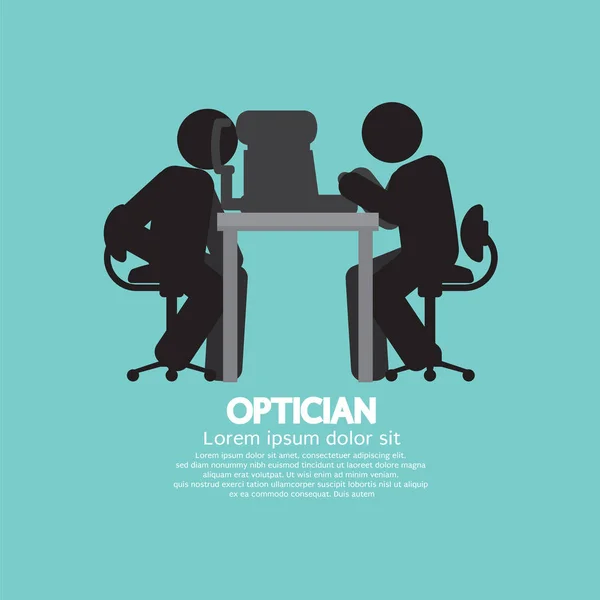 Eye examination By The Optician Healthcare Occupation Provider Black Symbol Vector Illustration — Stock Vector