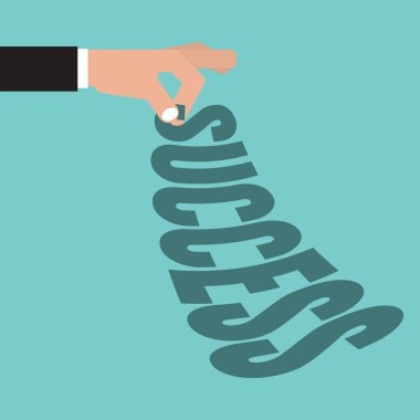 El Pick Up başarı kelime. Yaşam, iş başarılı konsepti vektör çizim