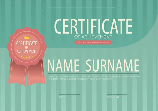 Rosa verde strisce confine Certificate Template Illust di vettore — Vettoriale Stock