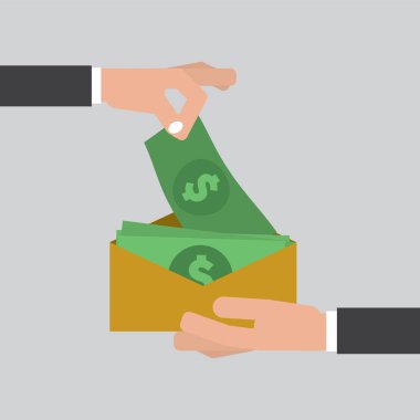 Diğer el yolsuzluk kavramı vektör çizim için para veren el
