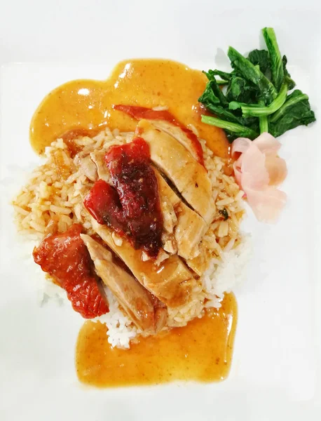 Top View Rice With Roast Duck — Stock Photo, Image