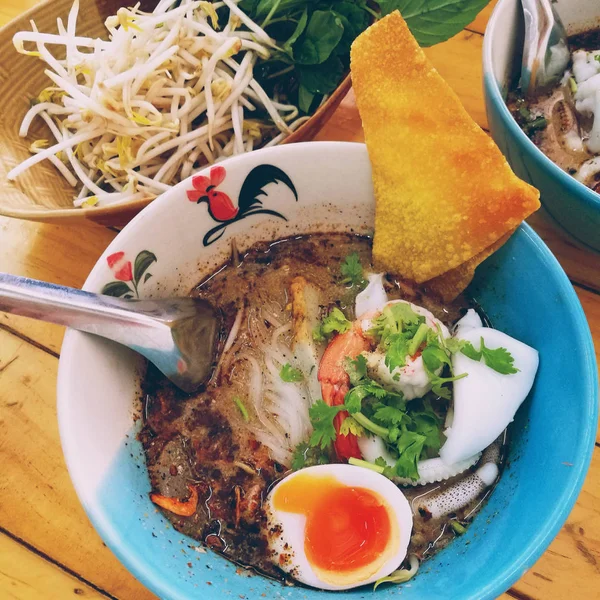 Top View Of Seafood Noodles — Stock Photo, Image