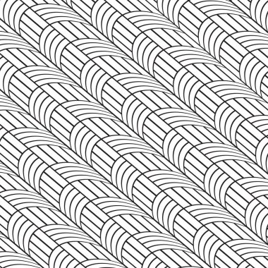 Şık siyah-beyaz çizgi eğrisi grafik desen vektör çizim