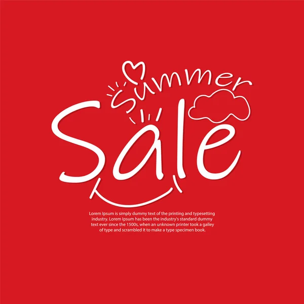 Summer Sale Promotion Banner  Template Design Vector Illustration on Red Background — Stock Vector