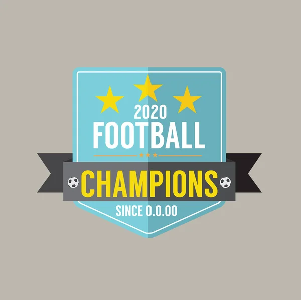 2020 Futebol ou Futebol Campeões Emblema Ilustração do Vetor — Vetor de Stock