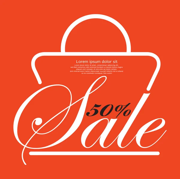 50 % de réduction sur le panier Bannière de vente sur fond orange Illustration vectorielle — Image vectorielle