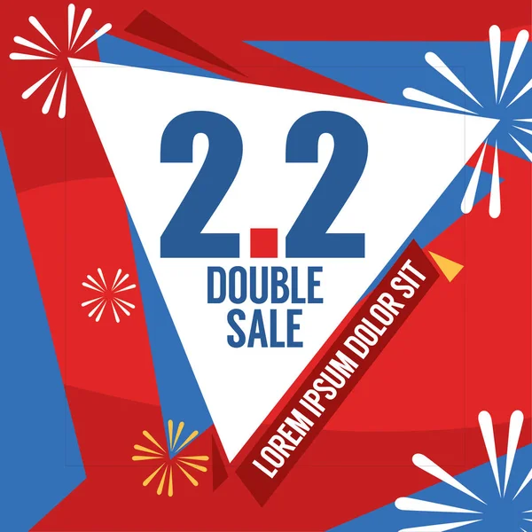 Sale Banner Template Design, 2.2 Double Sale Vector Illustration — Stok Vektör