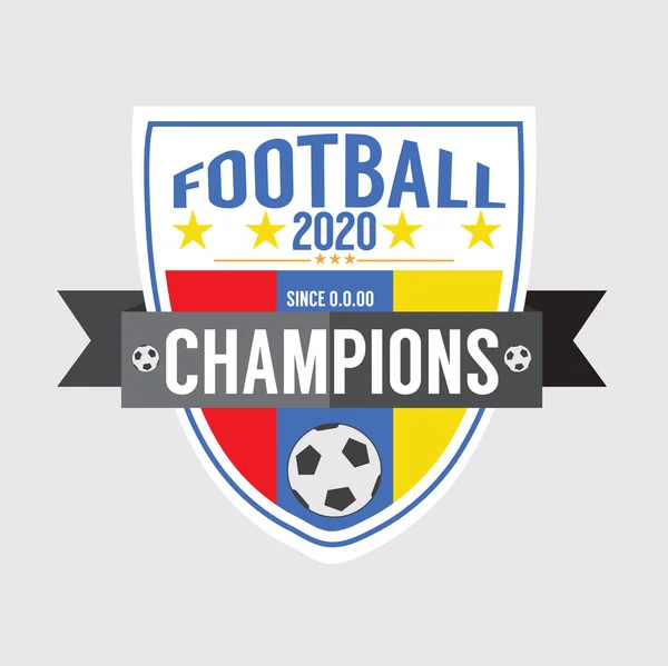 Illustrazione vettoriale del distintivo dei campioni di calcio o di calcio 2020 — Vettoriale Stock