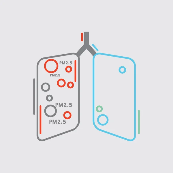 Illustrazione astratta del vettore dell'inquinamento da polveri dell'icona polmonare — Vettoriale Stock