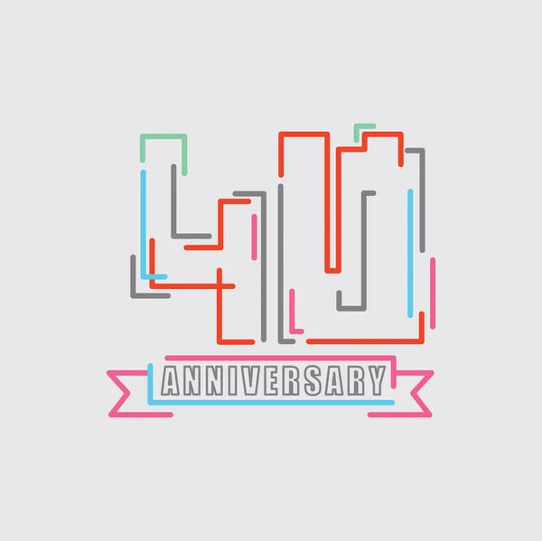 40th Years Anniversary Logo Birthday Celebration Abstract Design Vector Illustration — Stock Vector