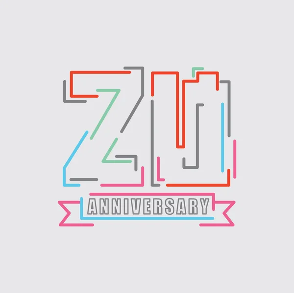 20 Años Aniversario Logo Celebración de cumpleaños Diseño abstracto Vector Ilustración — Archivo Imágenes Vectoriales