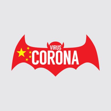 Corona Virüsü veya Çin 'deki ncov Yarasası Bayrak Vektörü Resimleri