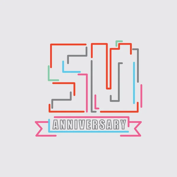 50-årsjubileum Logotyp Födelsedag Firande Abstrakt Design Vector Illustration — Stock vektor