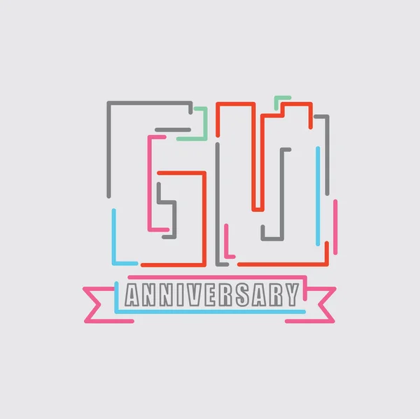 60th Years Anniversary Logo Celebración de cumpleaños Diseño abstracto Vector Ilustración — Archivo Imágenes Vectoriales