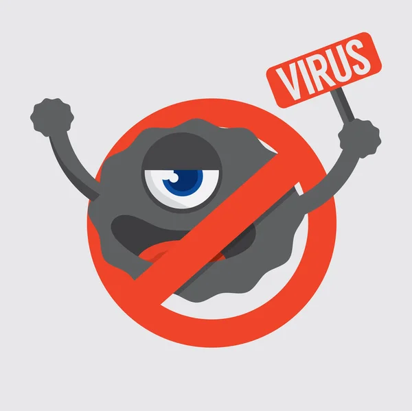 Cartoon Virus Character Vector Illustration — Stock Vector
