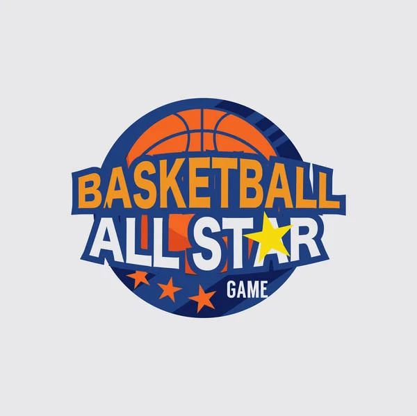 Logo del torneo de baloncesto White Ball Sport American Game Vector Illustration — Vector de stock
