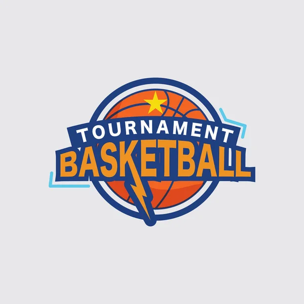 Basketbol Turnuvası Logosu Beyaz Top Spor Amerikan Oyun Vektörü İllüstrasyonu — Stok Vektör