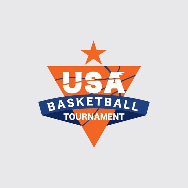 Logo Tournoi Basket Ball White Ball Sport American Game Illustration — Image vectorielle