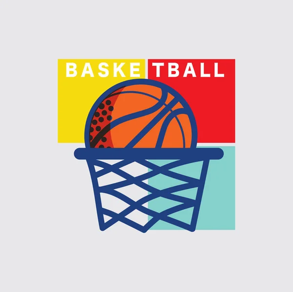 Basketball Volant Dans Anneau Logo Sport American Game Illustration Vectorielle — Image vectorielle