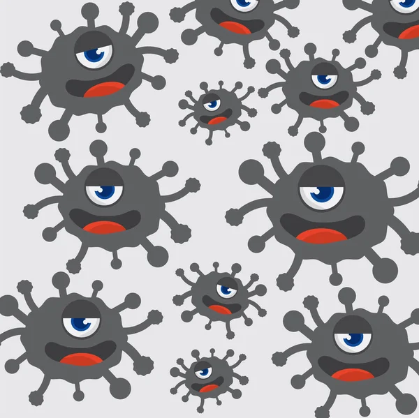 Vírus Bactérias Dos Desenhos Animados Caráter Infecção Bacteriana Ilustração Vetorial —  Vetores de Stock