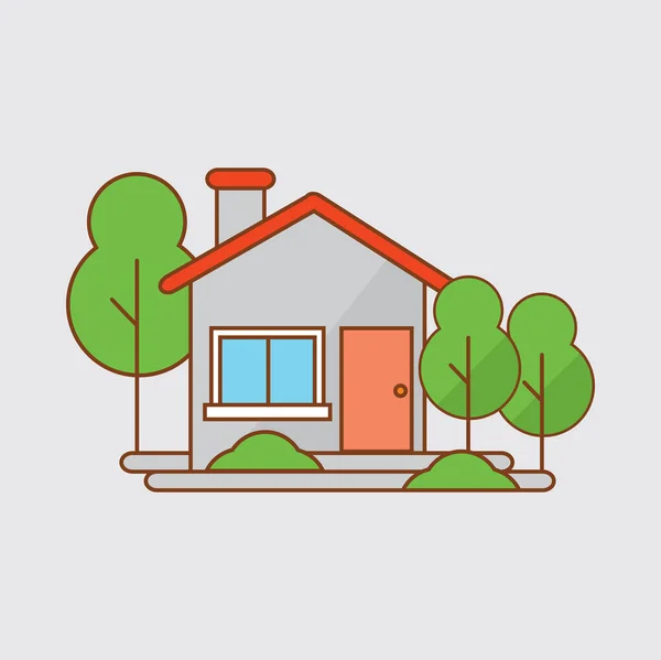 Färgglada Stuga Flat Design Bostäder Hus Vektor Illustration — Stock vektor