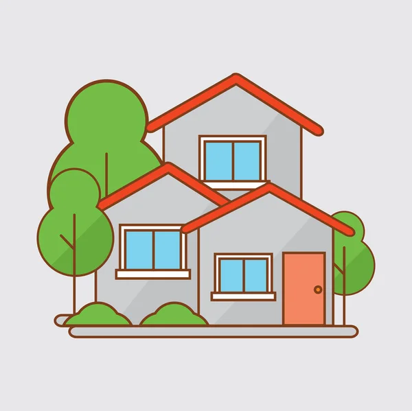 Kleurrijke Cottage Flat Design Woninghuizen Vector Illustratie — Stockvector