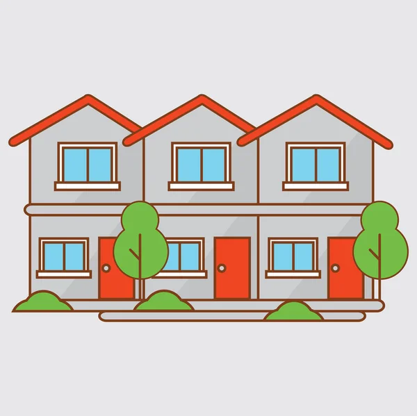 Flat House Appartement Met Stadslandschap Vector Illustratie — Stockvector