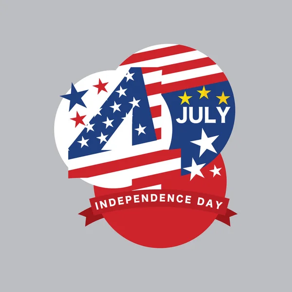 Independence Day July United States National Day Design Typography Logo — Stock Vector