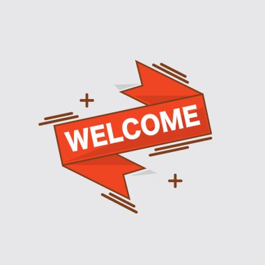 Hoş Geldiniz Klasik Kurdele Sancak Hattı Biçimi Metin Hoş Geldiniz Vektör İllüstrasyonu. 