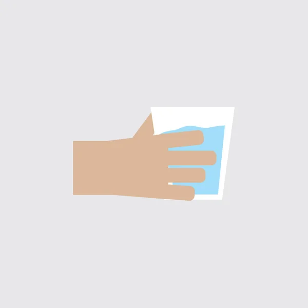 Плоская Дизайнерская Рука Человека Векторной Иллюстрацией Питьевого Стекла — стоковый вектор