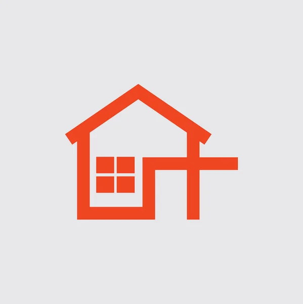 Illustrazione Vettoriale Colore Arancione Dell Icona Domestica Disegno Piano — Vettoriale Stock