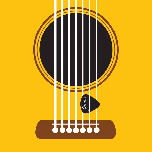 Guitarra Acústica Pick Sound Hole Poster Vector Illustration — Vector de stock