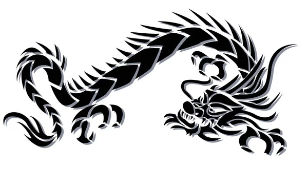 Stylized black Tattoo dragon — Stock Vector