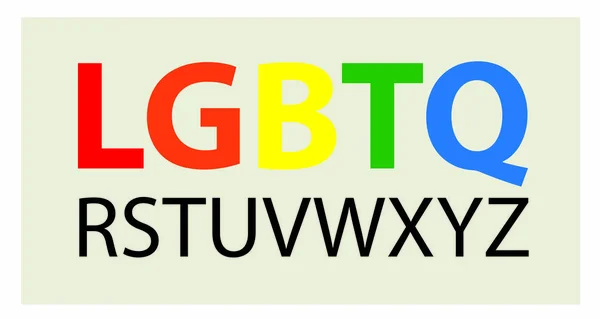 Palabra LGBTQ en colores de bandera de orgullo — Vector de stock