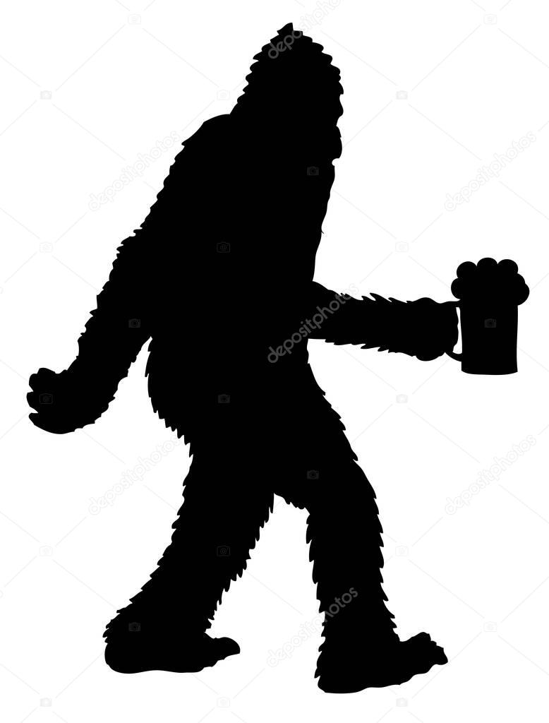 bigfoot walking with beer
