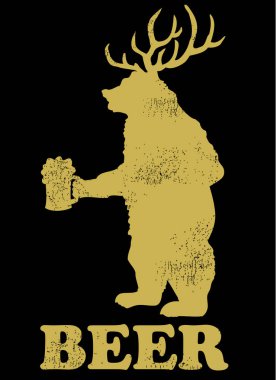 Bira ayı illüstrasyon mavi zemin üzerine