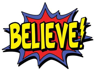 Beyaz arka plan üzerinde komik patlama inanıyorum