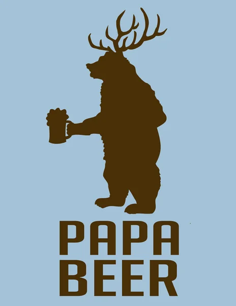 Papà Beer Bear Illustrazione Sfondo Blu — Vettoriale Stock