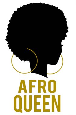 vektör çizim tasarım afro Kraliçe yazı beyaz arka plan üzerinde izole kadın silueti