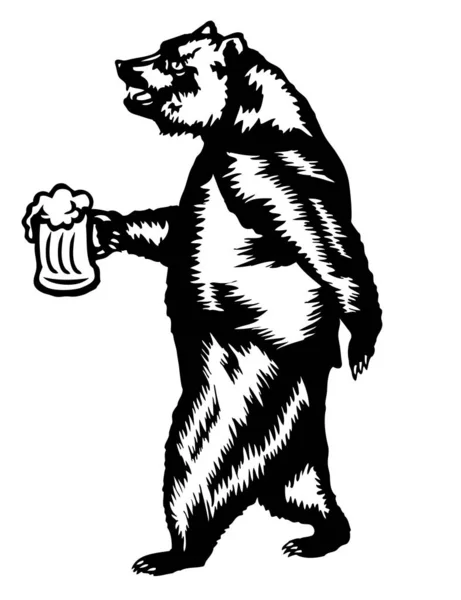 Silueta Bigfoot Con Taza Cerveza Simplemente Vector Ilustración — Vector de stock
