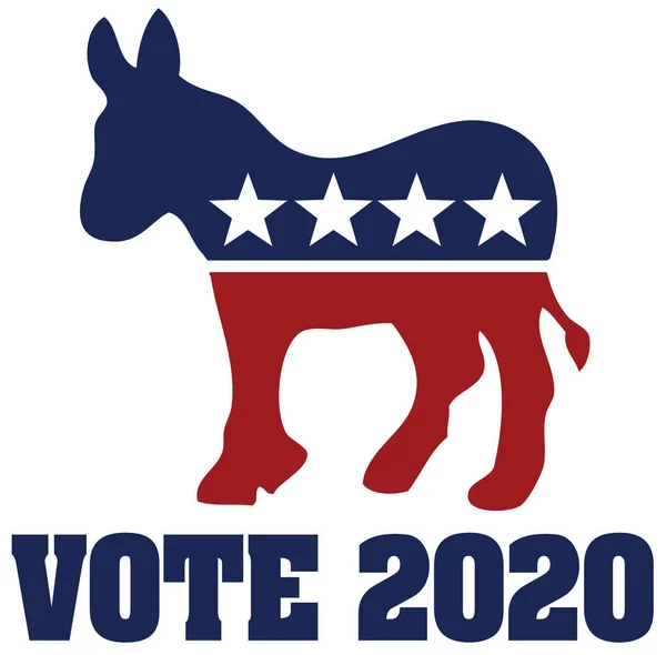 Vote 2020 Lettering Flag Shape Donkey Simply Vector Illustration — ストックベクタ