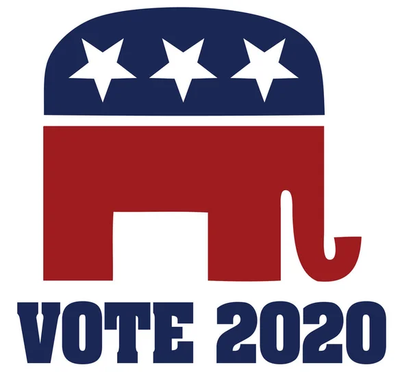Vote 2020 Lettering Flag Shape Elephant Simply Vector Illustration — ストックベクタ