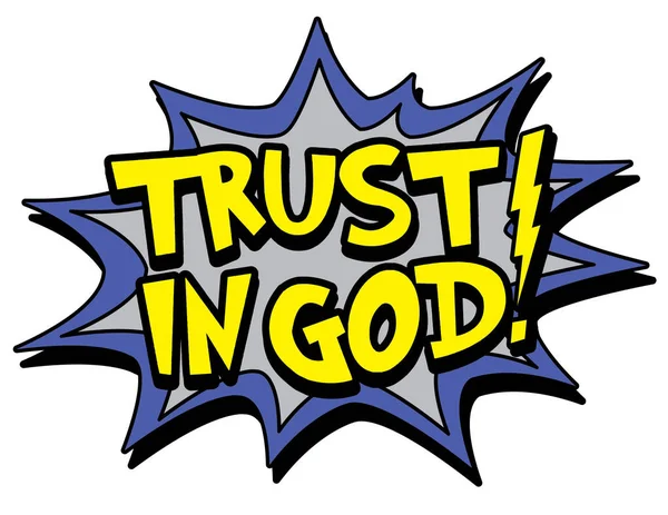 Εμπιστοσύνη Στο Θεό Στην Κωμική Έκρηξη Απλά Διανυσματική Απεικόνιση — Διανυσματικό Αρχείο