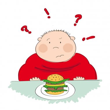 Fat man with hamburger clipart