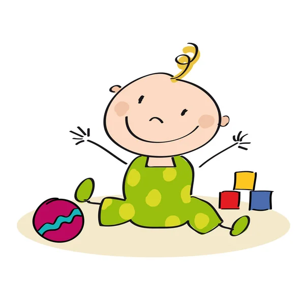 Little baby playing on the floor — Stock Vector