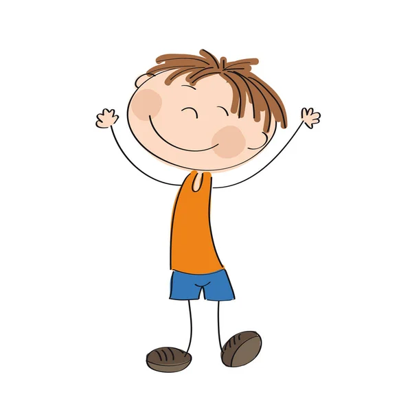 Glad liten pojke - ursprungliga handritad illustration — Stock vektor