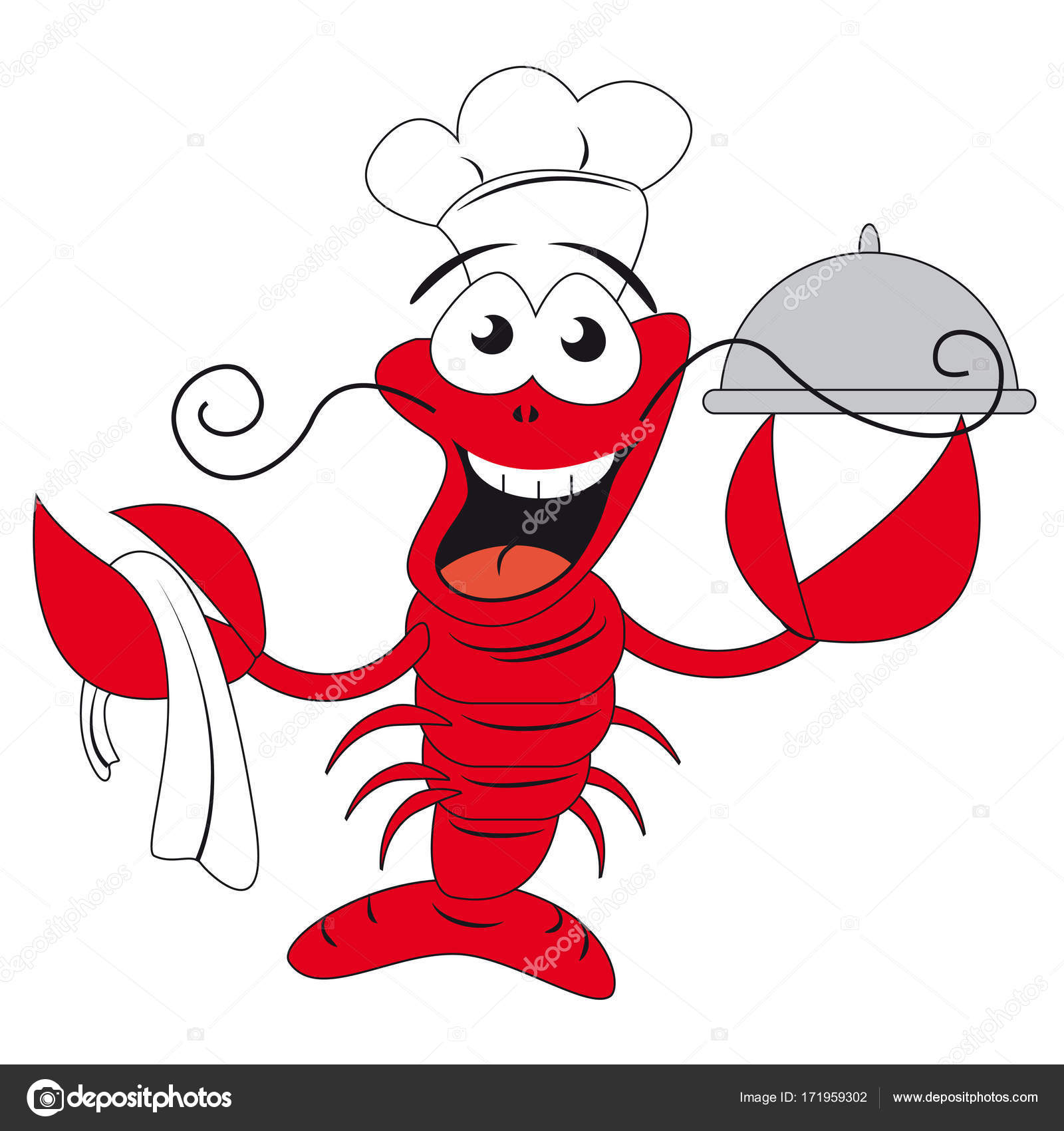 Lobster Chef Holding A Plate Funny Illustration Stock Vector Image By C Hancik