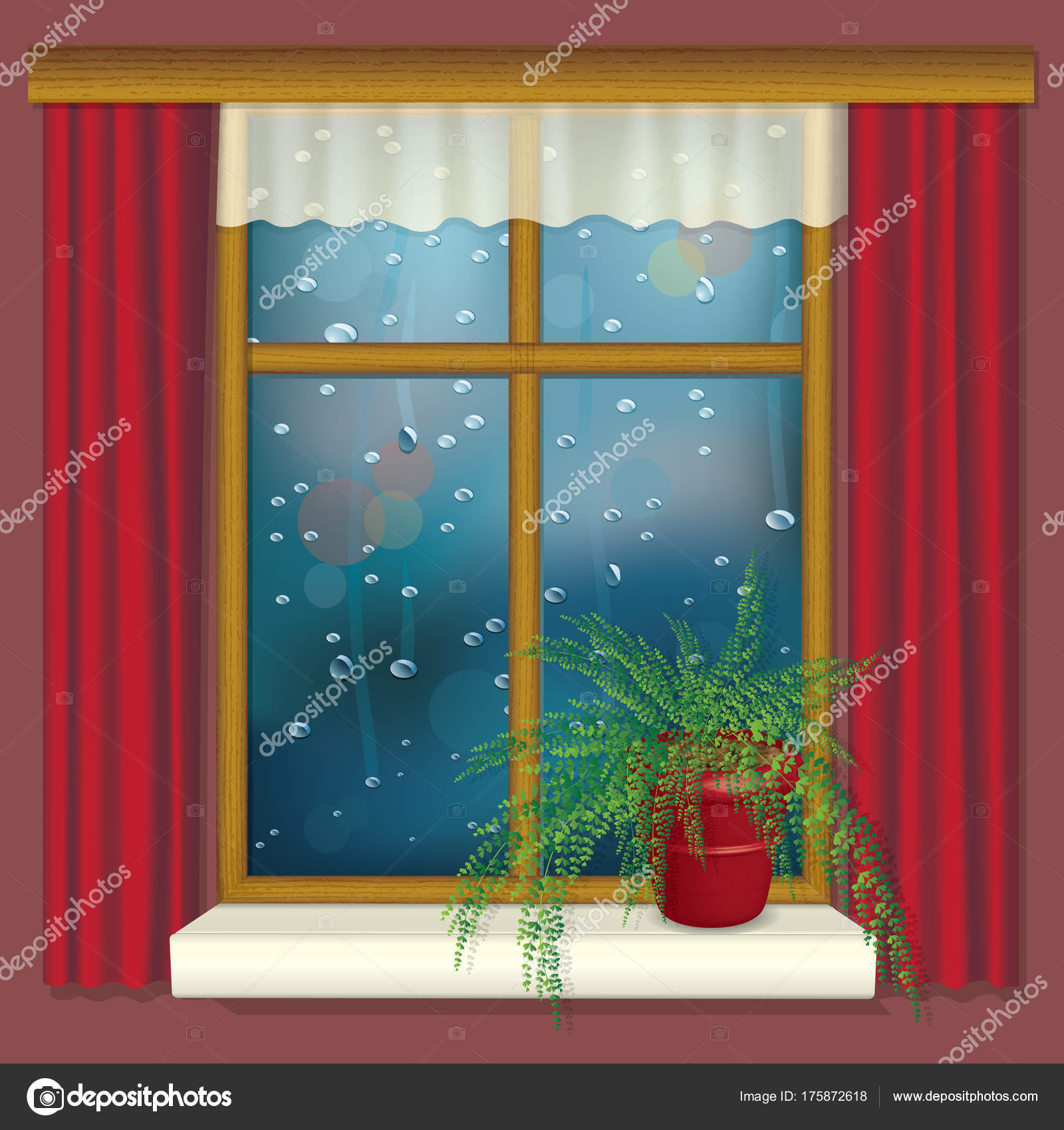 花の島 新鮮なイラスト 雨 窓 花の島 新鮮なイラスト 雨 窓